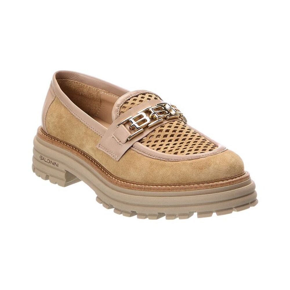 Baldinini Suede & Leather Moccasin, Beige